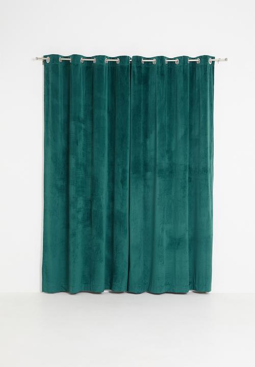 Sixth Floor - Velvet eyelet curtain 2 pack - teal green