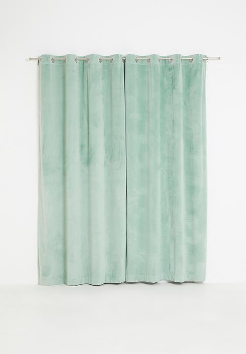 Sixth Floor - Velvet eyelet curtain 2 pack - duck egg blue