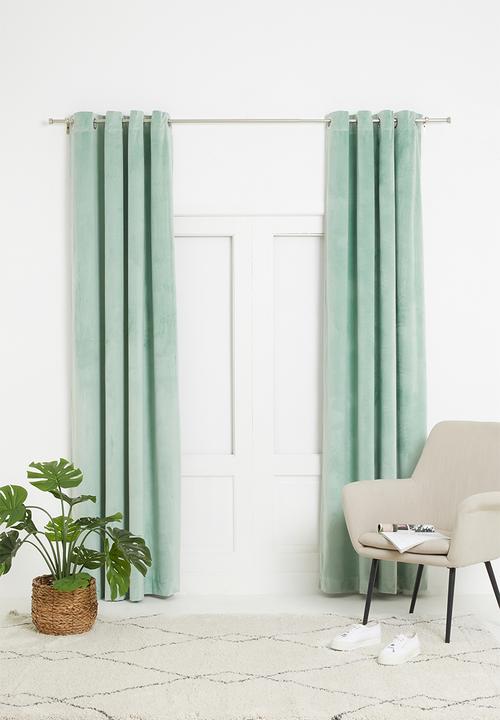 Sixth Floor - Velvet eyelet curtain 2 pack - duck egg blue