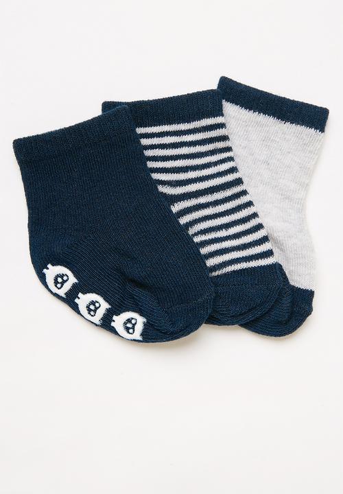 Cotton On - 3 Pack baby socks - navy & grey 