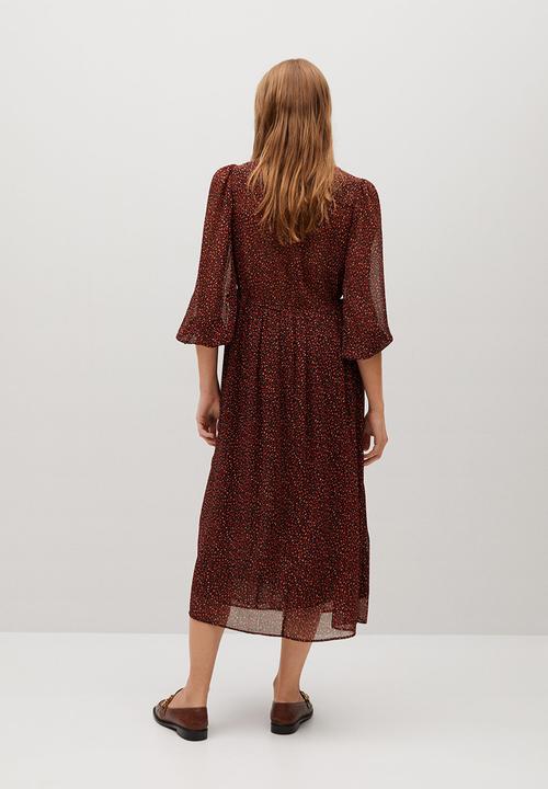 MANGO - Dress garden - red & black