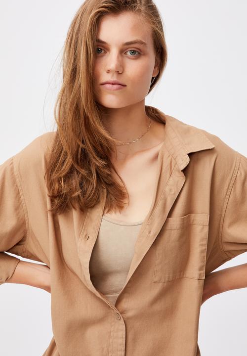 Cotton On - Boyfriend shirt - almond