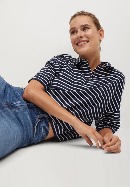 MANGO - T-shirt polera - navy