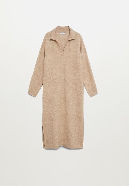 MANGO - Dress polin - beige