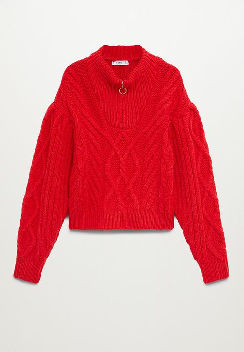 MANGO - Sweater zippo - red