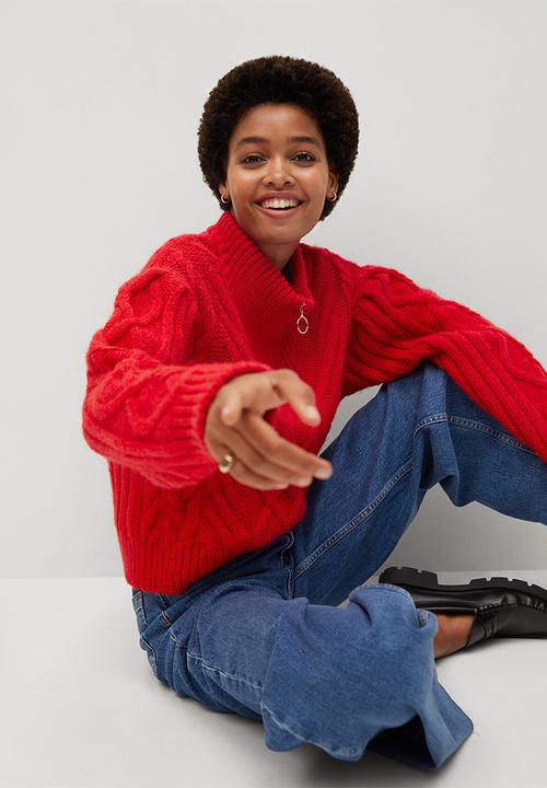 MANGO - Sweater zippo - red