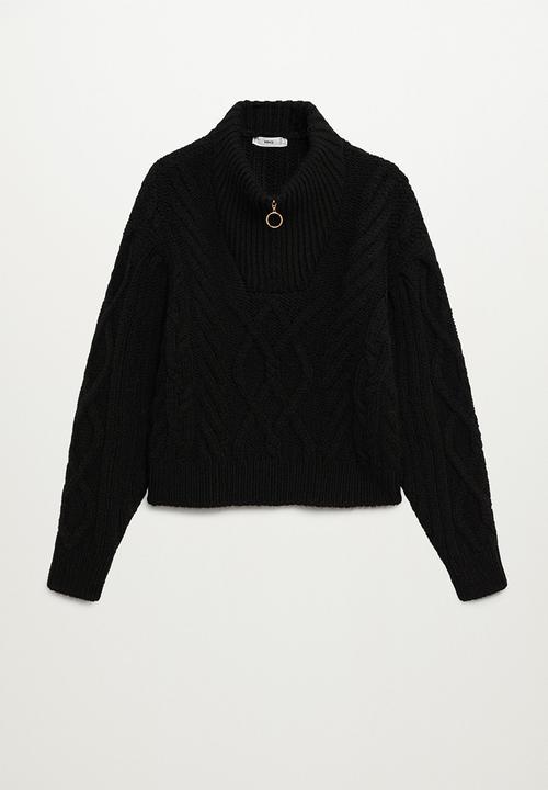 MANGO - Sweater zippo - black
