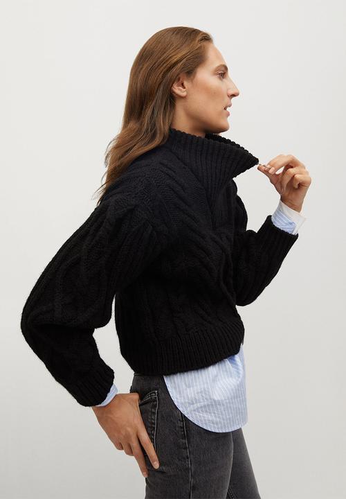 MANGO - Sweater zippo - black