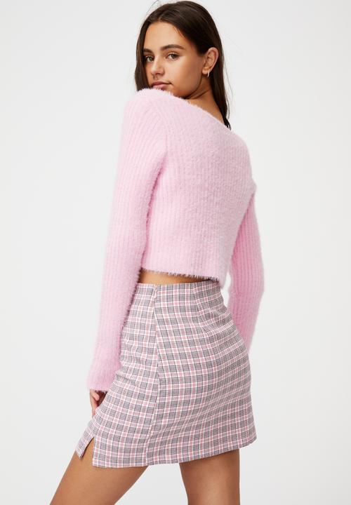 Factorie - Double split mini skirt - parker check honeysuckle