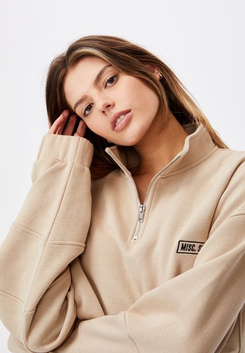 Factorie - Oversized qtr zip graphic crew - humus/misc studios