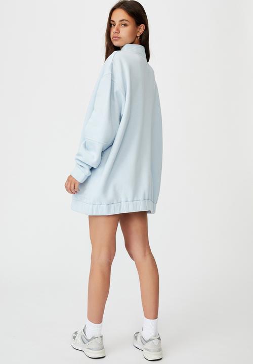 Factorie - Oversized qtr zip graphic crew - skyway blue