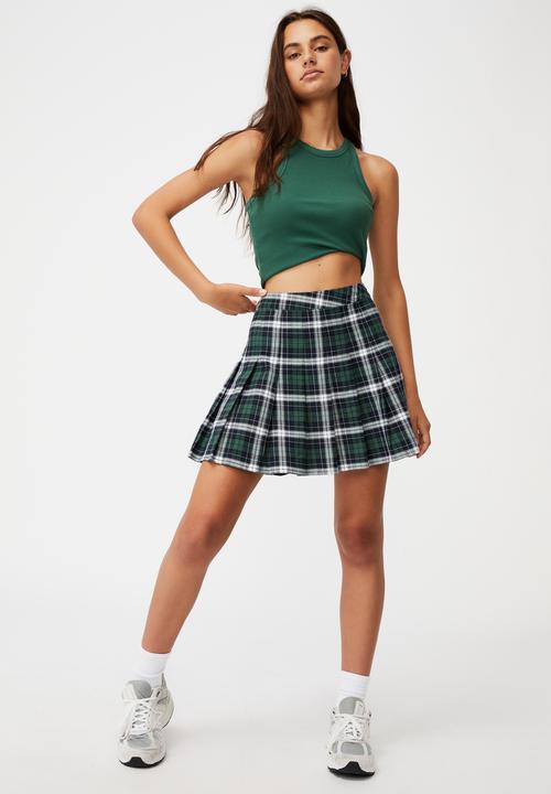 Factorie - Pleated skirt - college check green