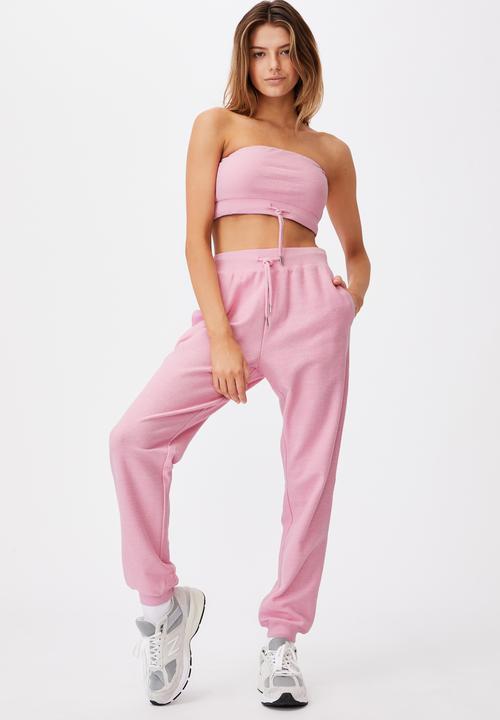 Factorie - Reverse french terry slim fit trackpant - babe pink