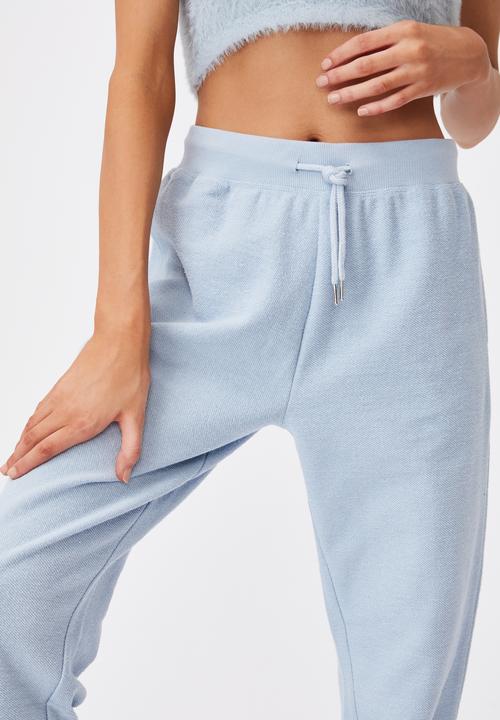 Factorie - Reverse french terry slim fit trackpant - skyway blue