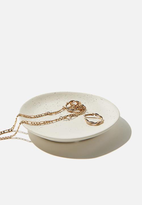 Typo - Mood ceramic  tray - white  speckle happy face