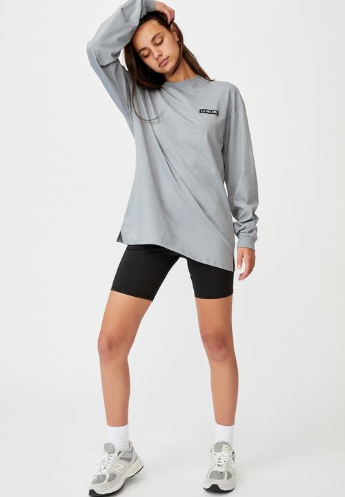 Factorie - Super oversized ls graphic tee - fog grey