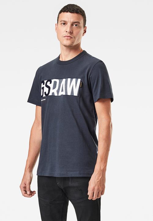 G-STAR - Gs raw denim logo + r short sleeve tee - blue