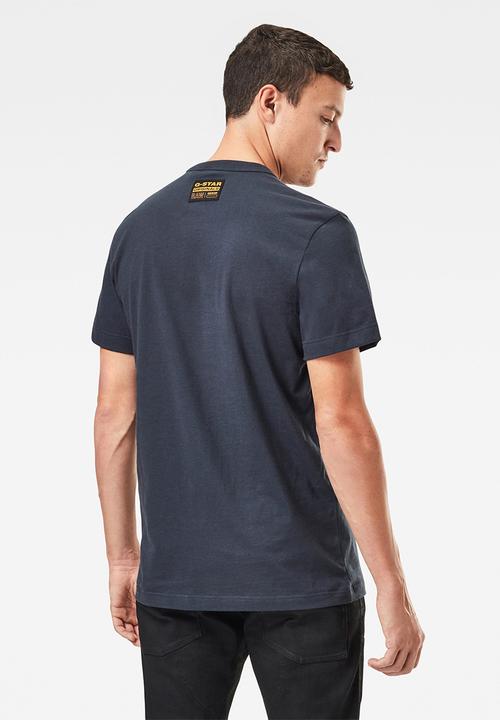 G-STAR - Gs raw denim logo + r short sleeve tee - blue