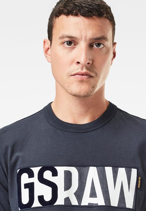 G-STAR - Gs raw denim logo + r short sleeve tee - blue