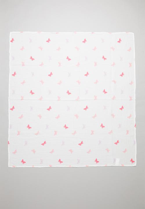 Pop Candy - Butterfly blanket - pink & white
