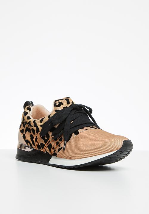SISSY BOY - Creeper animal print sneaker  - rose gold & black 
