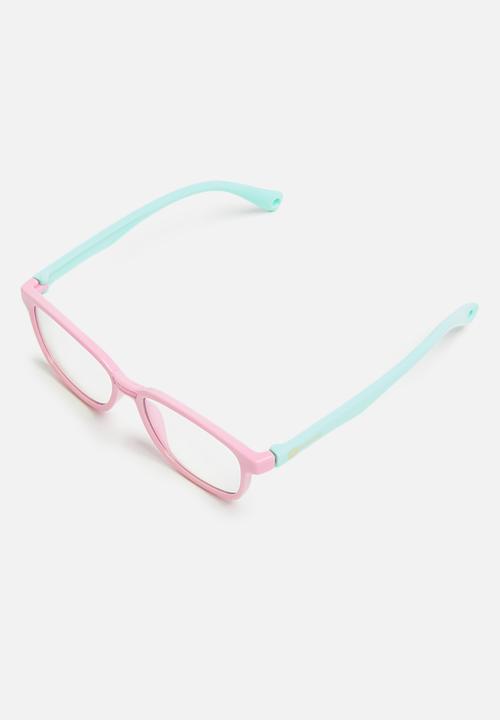 Sophie Moda - Girls anti blue light silicone frame glasses - pink & green 