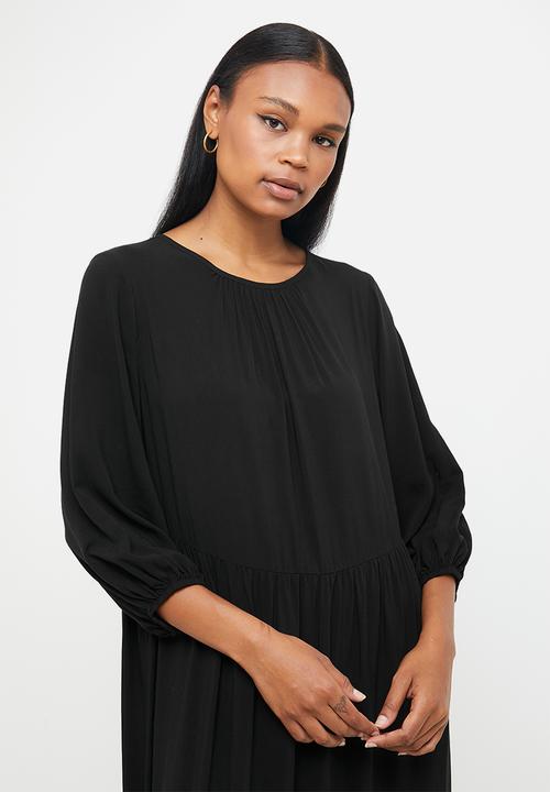 edit - 3/4 bellow sleeve tiered maxi - black