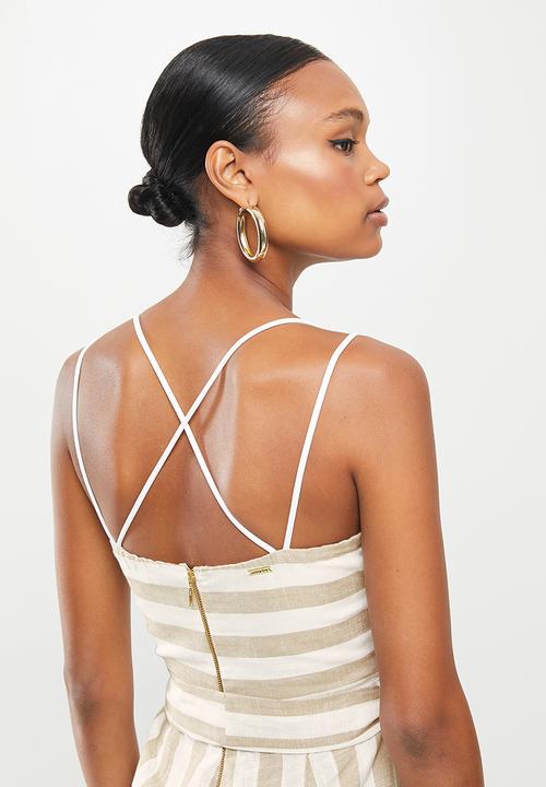 SISSY BOY - Stripe right jumpsuit - stone & white 