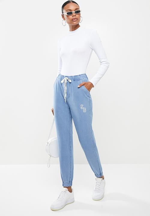 SISSY BOY - Athleisure track pants in knit - blue 
