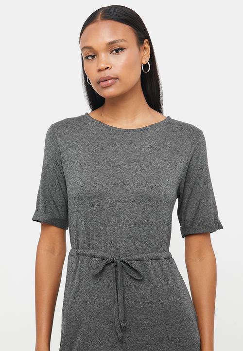 edit - Round neck waisted jumpsuit - grey