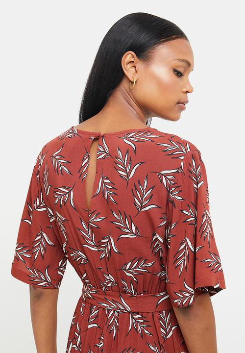 edit - Short sleeve woven wrap jumpsuit - multi 