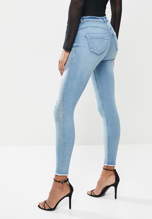 SISSY BOY - Flushed axel skinny with vinyl print - blue 