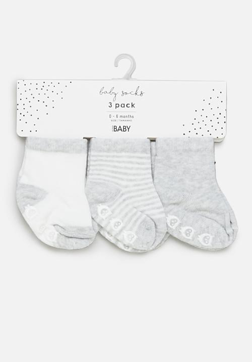 Cotton On - 3 Pack baby socks - grey & white 