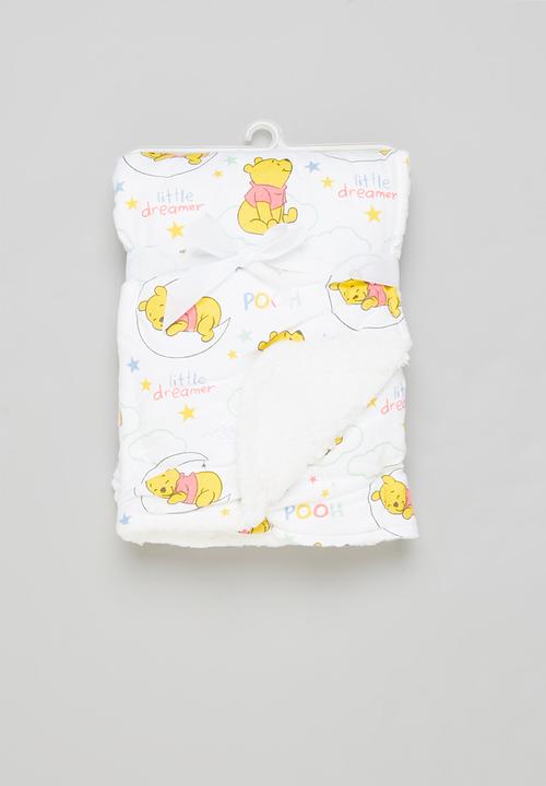 Character Group - Winnie the pooh sherpa throw - white & yellow 