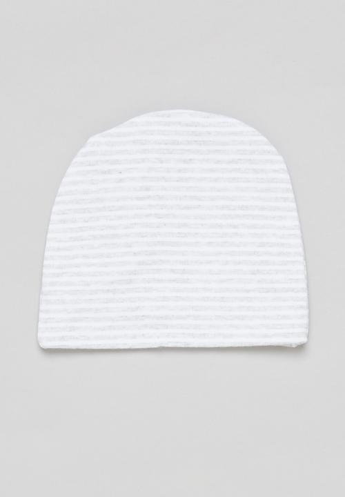Pop Candy - 2 Pack stripe beanie - grey & white 