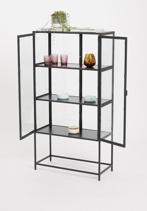 Sixth Floor - Seaford glass cabinet - black & glass