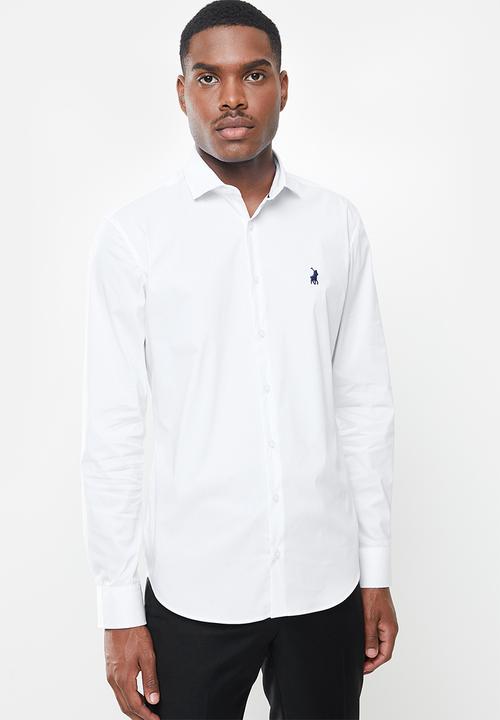 POLO - Christian plain long sleeve signature shirt - white