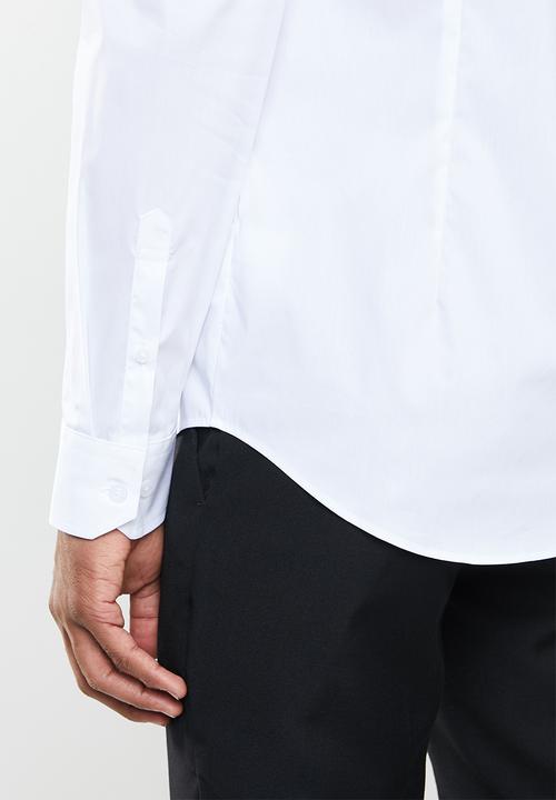 POLO - Christian plain long sleeve signature shirt - white