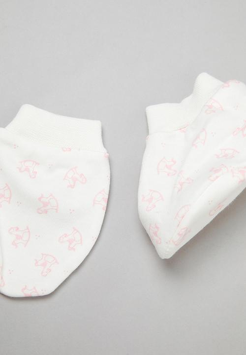 Pop Candy - Girls socks & mittens set - pink & white 