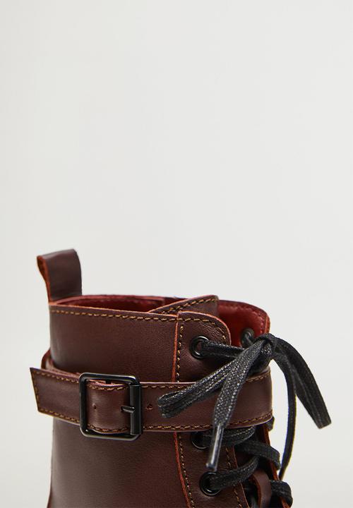 MANGO - Beatle leather ankle boot - dark red