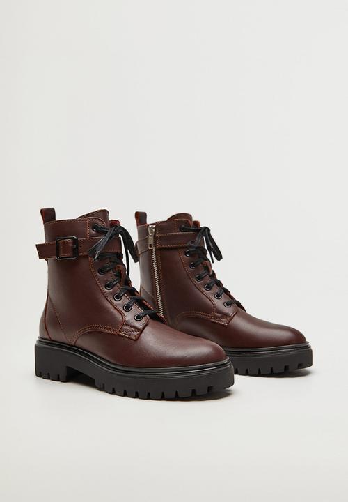 MANGO - Beatle leather ankle boot - dark red