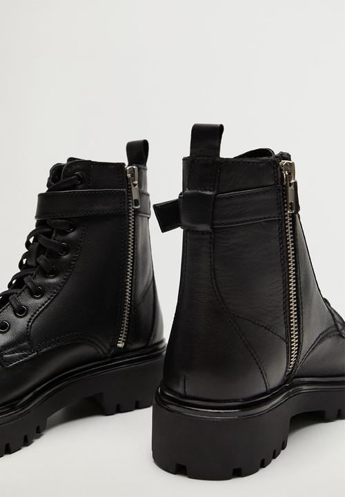 MANGO - Beatle leather ankle boot - black