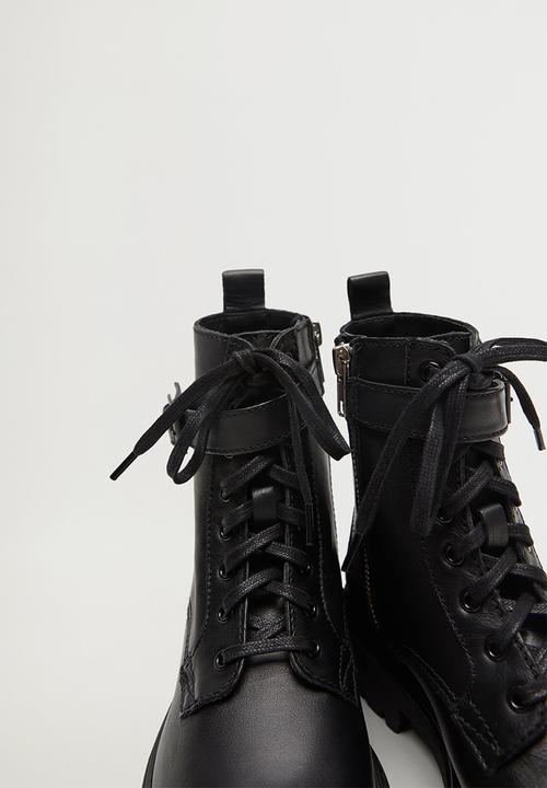 MANGO - Beatle leather ankle boot - black