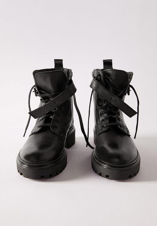 MANGO - Beatle leather ankle boot - black