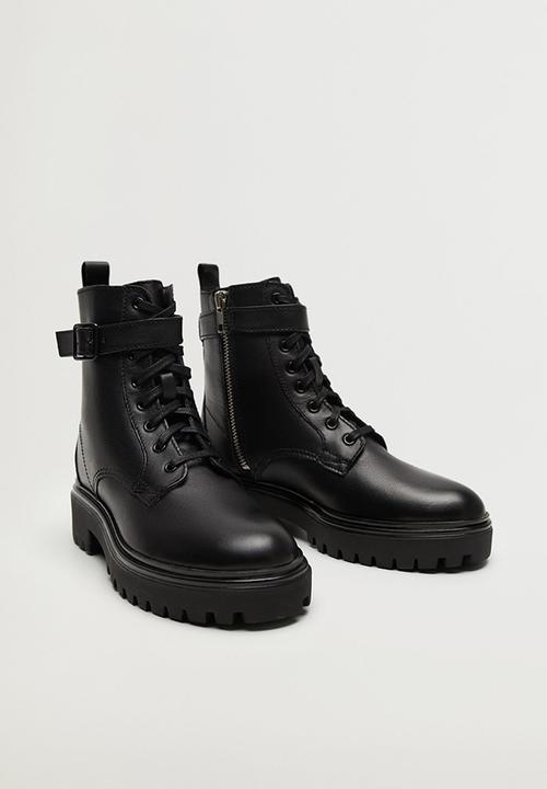 MANGO - Beatle leather ankle boot - black