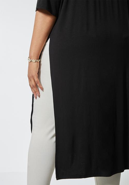 Superbalist - Turtle neck high slit tunic - black