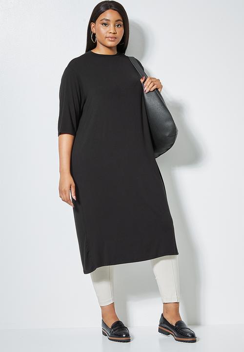 Superbalist - Turtle neck high slit tunic - black