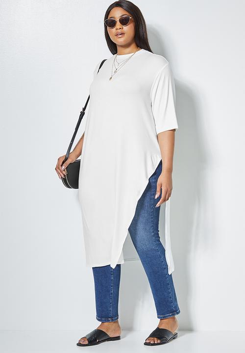 Superbalist - Turtle neck high slit tunic - white 