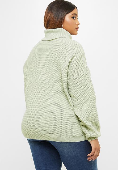 edit Plus - Slouchy stitch detail jumper - sage