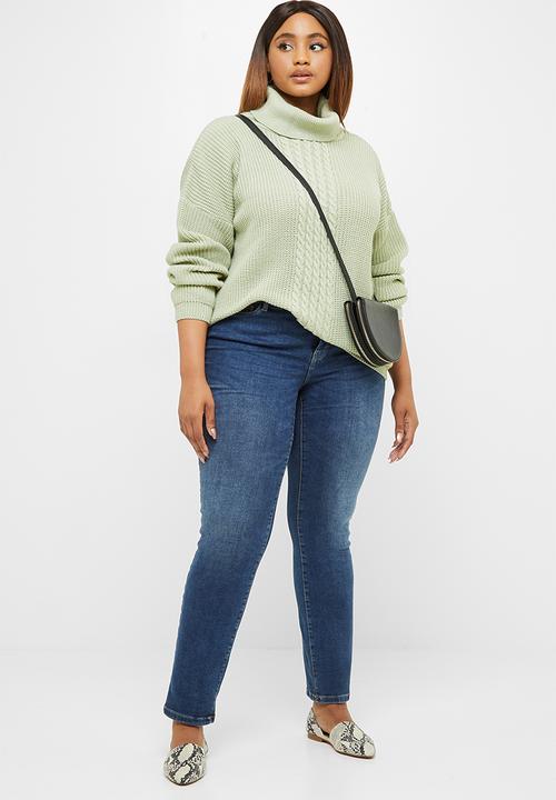 edit Plus - Slouchy stitch detail jumper - sage
